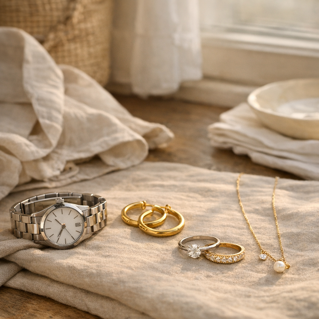 Les pièces socles&nbsp;: montre, boucles, bagues et collier