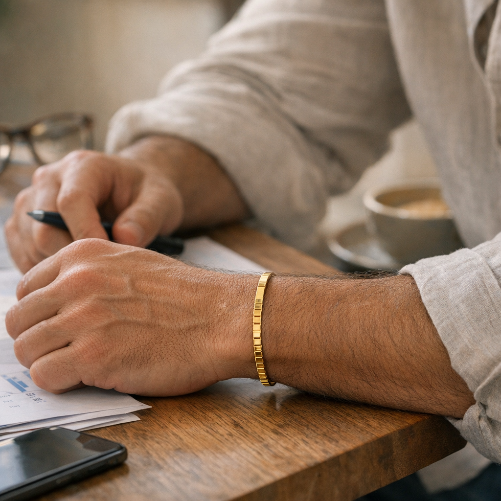 Prix d’un bracelet homme en or : repères chiffrés sans promesse patrimoniale