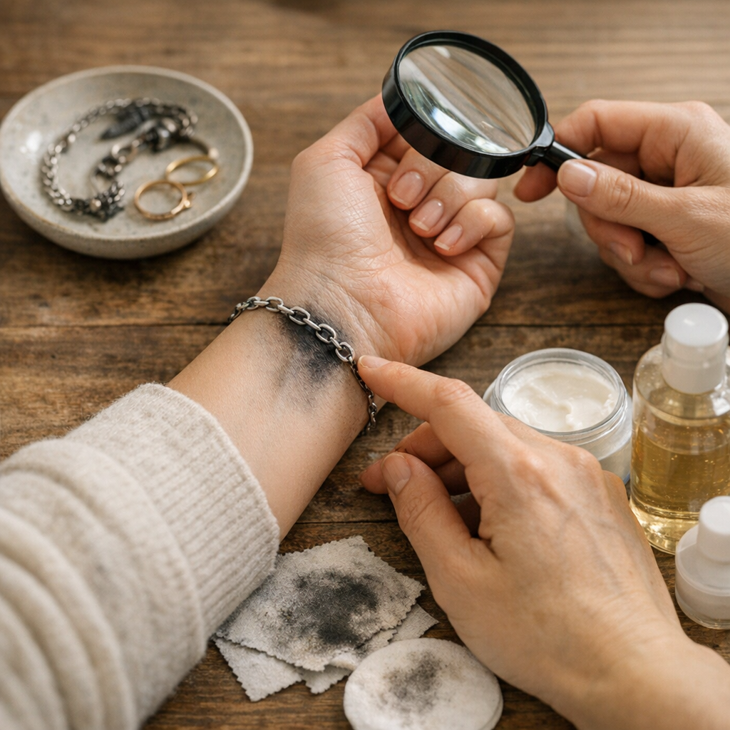 Comment savoir si le noir vient du bijou, de la peau ou d’un produit ?