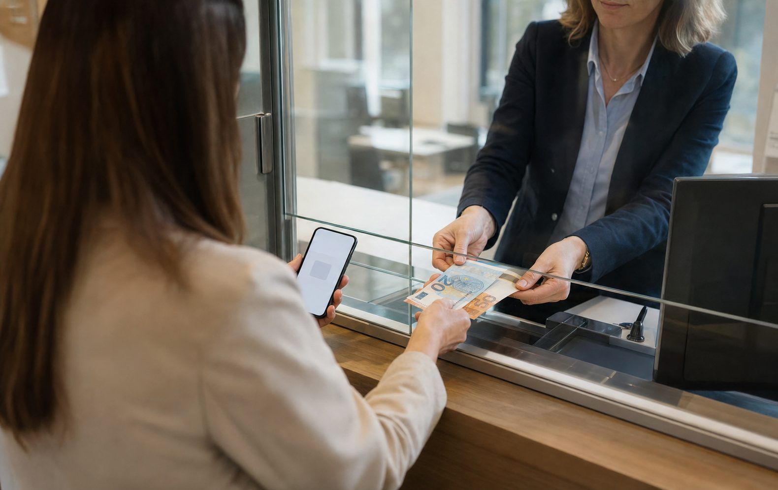 Au guichet de votre banque : retirer des espèces sans carte bancaire